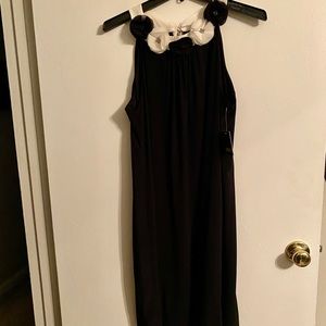 NWT Just Taylor black w cream flower neck dress 14